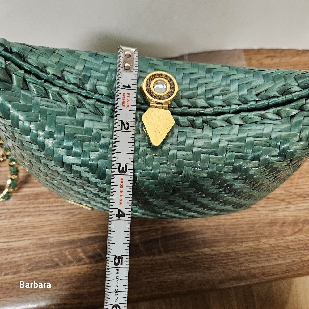 Nelly Green Handwoven Basket Weave Messenger Shoulder Bag - Picture 13 of 15